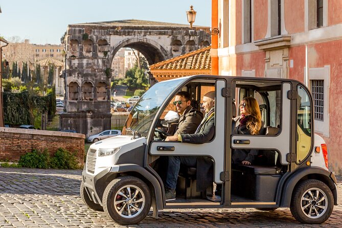 Best of Rome by golf cart - private tour larger groups - Foro Boario and Mouth of Truth: quick stop, strong payoff