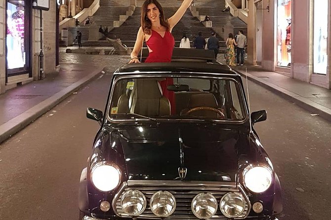 NIGHT TOUR THINK BIG, GO MINI! Rome in Mini Cooper Classic Cabrio - A classic Mini cabrio at 9 pm: why the timing works