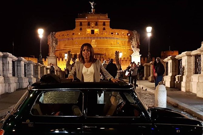 NIGHT TOUR THINK BIG, GO MINI! Rome in Mini Cooper Classic Cabrio - Gianicolo viewpoints and the keyhole moment on Aventine