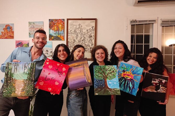 Paint and Free Flowing Wine Art Class in Rome with Pizza - A 17th-Century Roman Palazzazzo Where the Evening Feels Special