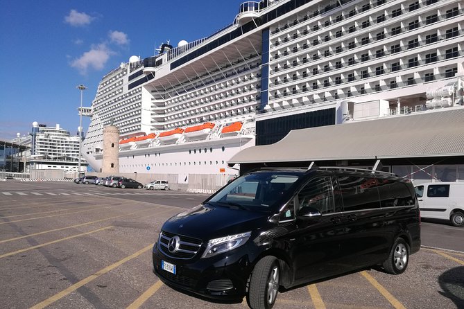Private Transfer Civitavecchia Port From-to Rome/FCO apt - The ride itself: Mercedes sedan or minivan, plus real luggage math