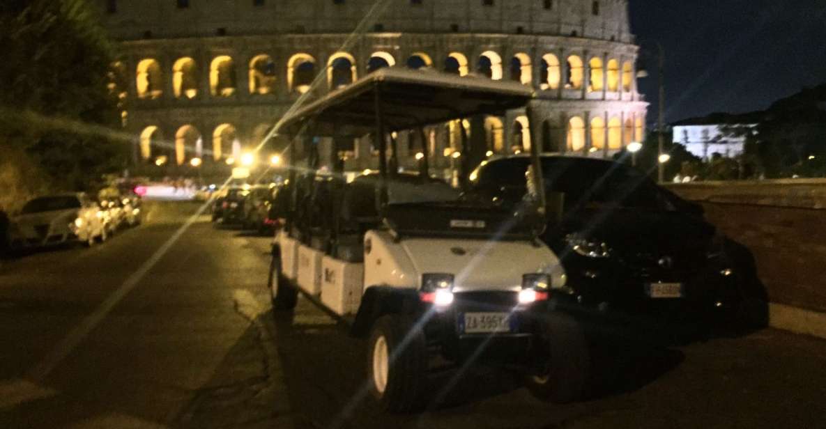 Rome: 2-Hour Golf Cart Sightseeing Tour at Night - Colosseum lit up: the best way to see it without the grind