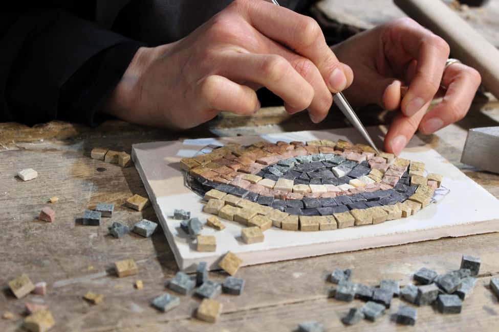Rome: Ancient Mosaic Making Workshop - Cutting marble tiles: where the craft gets real