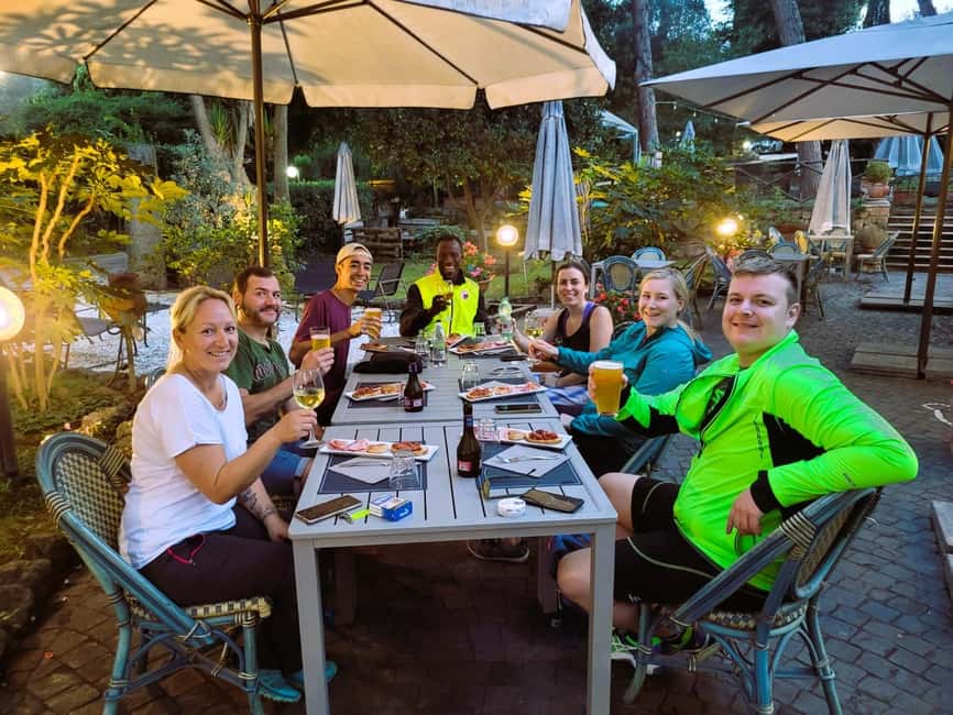 Rome: Appian Way & Catacomb Sunset E-bike Tour with Aperitif - The aperitif stop: snacks, drinks, and that open-air Rome feeling