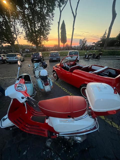 Rome: Evening Fiat 500 and Vespa Prosecco Tour - Janiculum Hill views on the way to Fontana dell’Acqua Paola