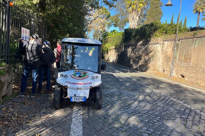 Rome in a Golf Cart Shared tour of Catacomb Ancient Appian - Orange Garden Views and the Pyramid of Cestius: Rome’s Geometry at Low Effort