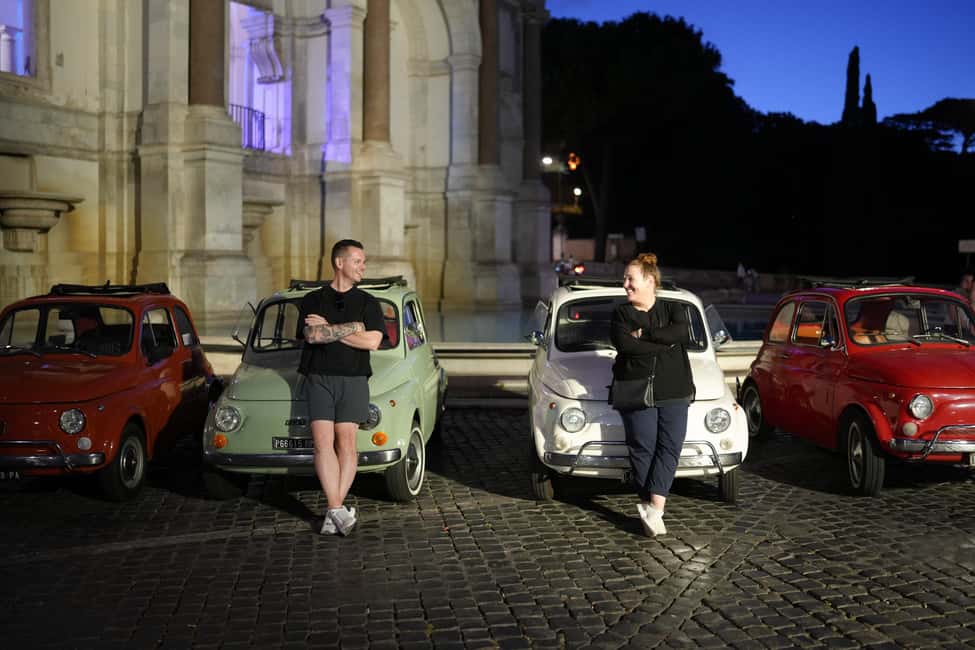 Rome: Night Tour in a Vintage Fiat 500 with Aperol Spritz - Piazza Trilussa: Nightlife Energy With a Guided Hand