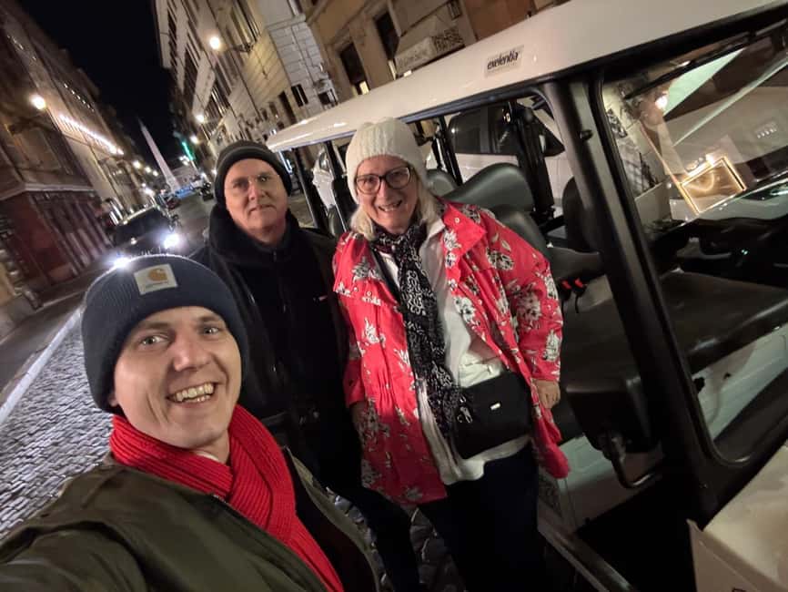 Rome: Private Golf Cart Night Sightseeing Tour & Aperitivo - Pantheon at night: why the curbside view works so well