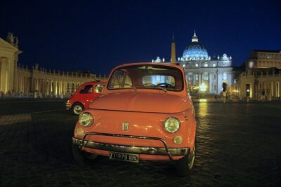 Rome: Romantic Night Tour by Classic Fiat 500 - Meeting at Via Labicana 125 and getting positioned near the Colosseum