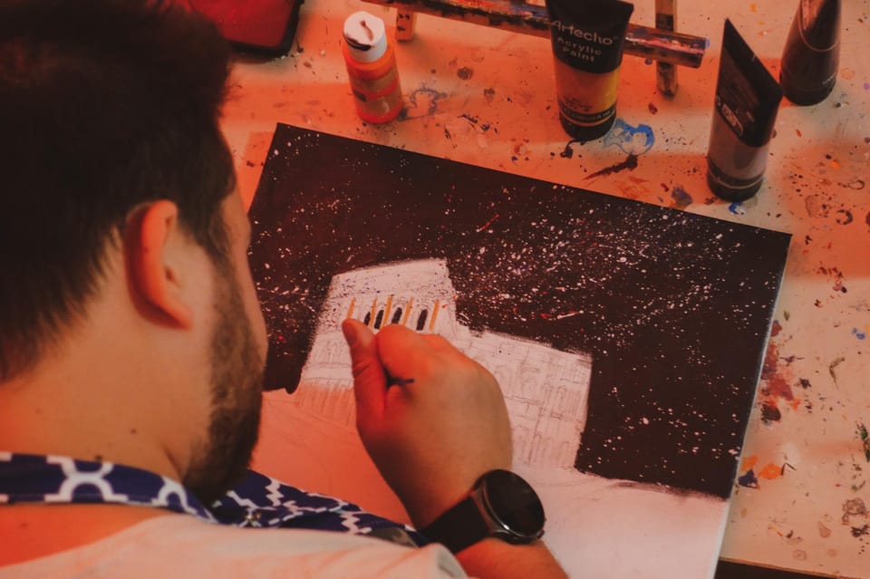Rome: Tipsy Painting Class with Fine Wine and Arts - How the class actually works (painting with guardrails)