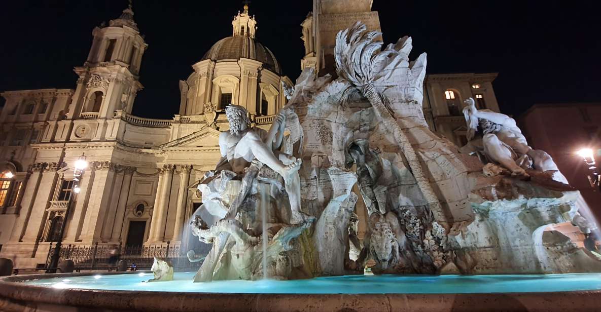 Rome: Trevi Fountain & Other Highlights Guided Tour at Night - Meeting Point at Sant’Apollinare alle Terme and What to Expect From the Pace