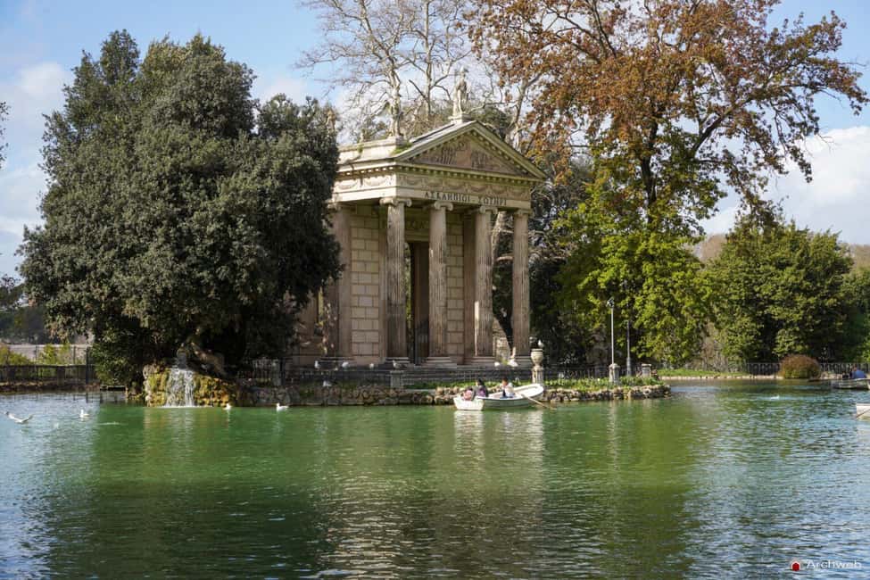 ROME: Villa Borghese Lake tour by boat paddling independently +aperitivo - Casina del Lago Aperitivo: A 1920s Break Right by the Water