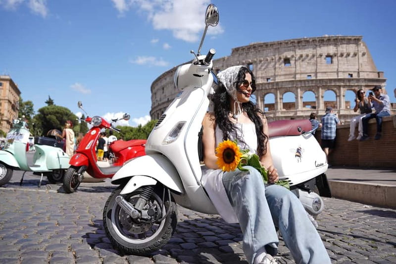 Taste, Explore, Capture-All inclusive Vespa Tour in Rome - Cruising Past the Colosseum in 15 Minutes of Real Photo Time