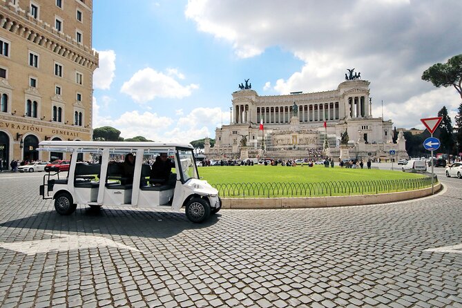 Tour of Rome in 7 Seater Golf Cart - Piazza Venezia, Mouth of Truth, and the Roman Forum Pass-Through