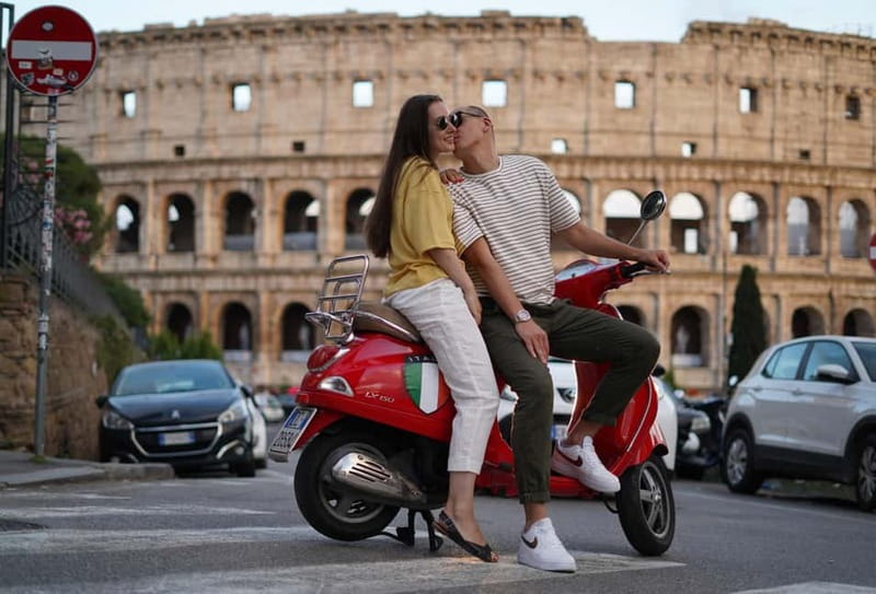 Vespa city tour in Rome with two different routes - Getting On the Scooter: Helmet, Hygiene Caps, and How the Tour Feels