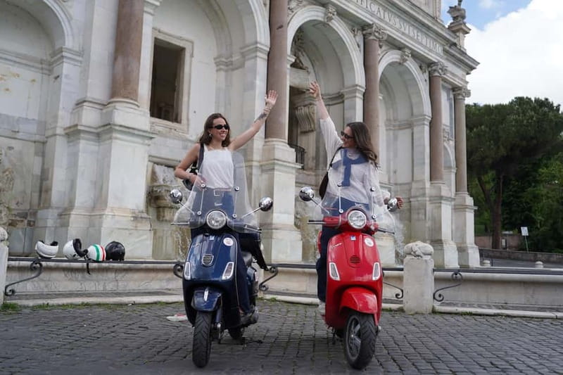 Vespa city tour in Rome with two different routes - Route Option 1: Mouth of Truth, Trevi, Spanish Steps, Pantheon, and Piazza Navona