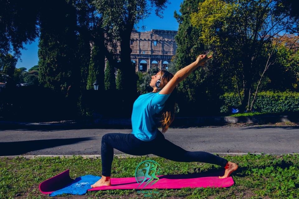 Yoga experience Colosseo - The Comfort Setup: Silent Headphones, Mat, Towel, and Water